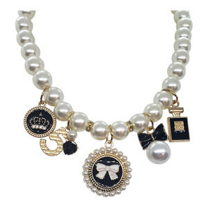 Dog or Human Faux Pearl Charm Necklace Bow Crown Perfume Bottle Bow Costume